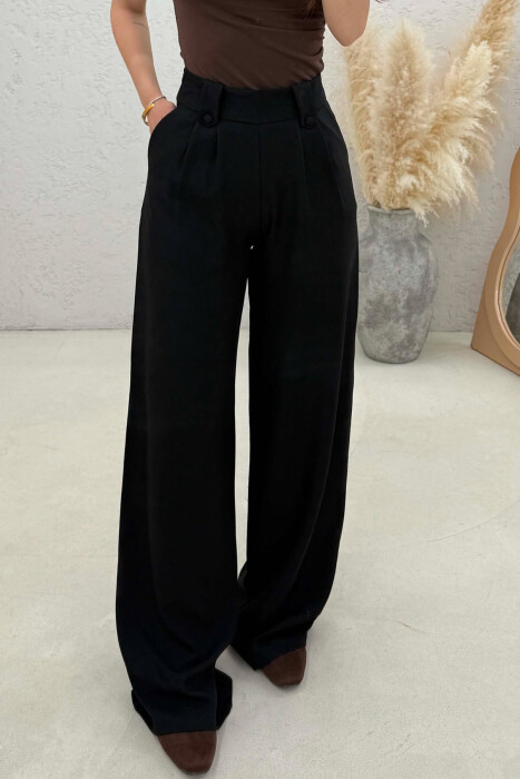 ONE COLOR WIDE LEG WOMAN TROUSERS BLACK/ E ZEZE - 2