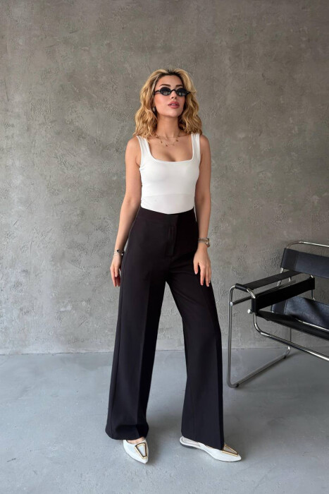 ONE COLOR WIDE LEG WOMAN TROUSERS BLACK/ E ZEZE - 4