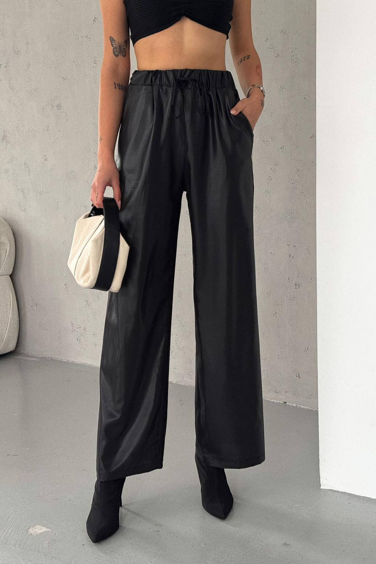 ONE COLOR WIDE LEG WOMAN TROUSERS BLACK/ E ZEZE TROUSERS KLAUDIO 