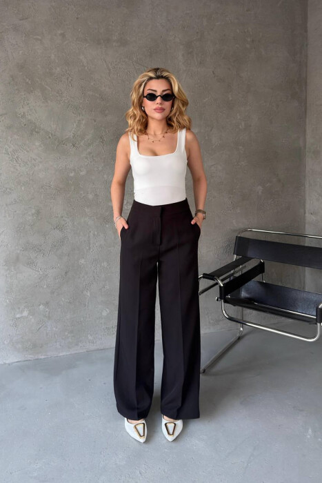 PANTALLONA TE GJERA NJE NGJYRESHE PER FEMRA NE NGJYRE TE ZEZE - KLAUDIO FASHION