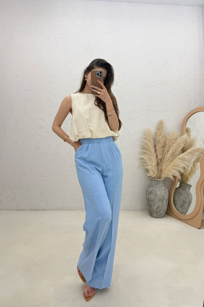 ONE COLOR WIDE LEG WOMAN TROUSERS BLUE/BLU - 4