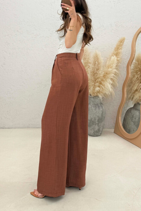ONE COLOR WIDE LEG WOMAN TROUSERS BRICK/TULLE - 2