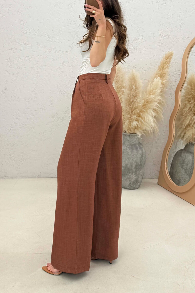 ONE COLOR WIDE LEG WOMAN TROUSERS BRICK/TULLE - 2