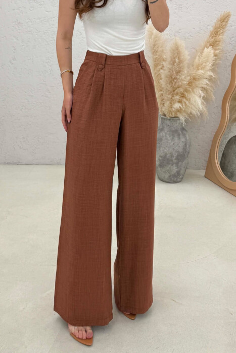 ONE COLOR WIDE LEG WOMAN TROUSERS BRICK/TULLE - 3