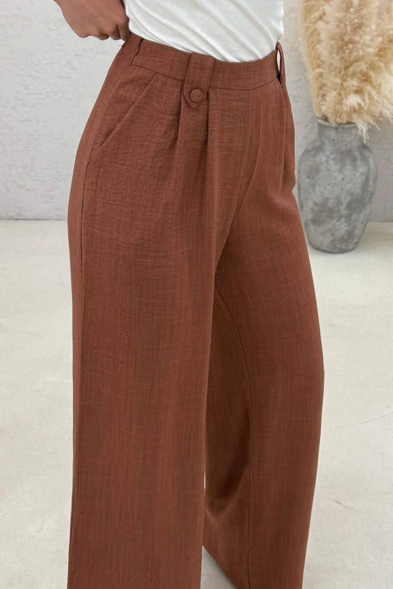 ONE COLOR WIDE LEG WOMAN TROUSERS BRICK/TULLE - 4