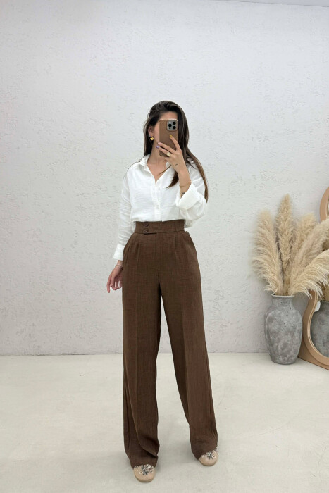 ONE COLOR WIDE LEG WOMAN TROUSERS BROWN/KAFE 