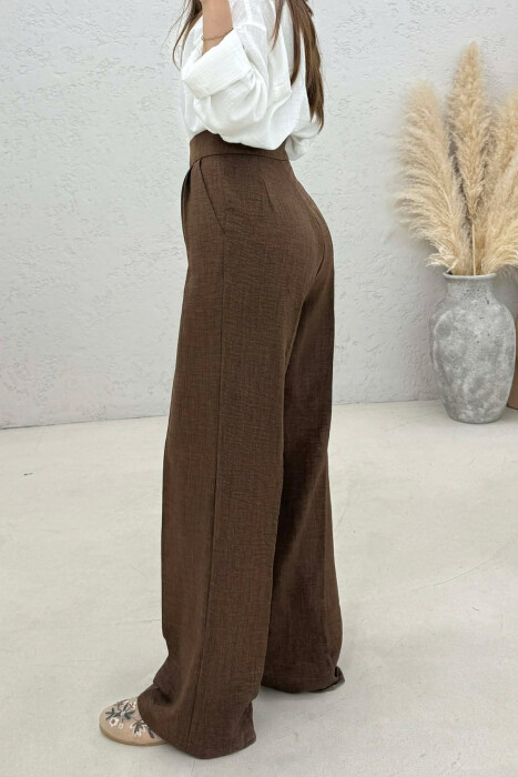 ONE COLOR WIDE LEG WOMAN TROUSERS BROWN/KAFE - 2