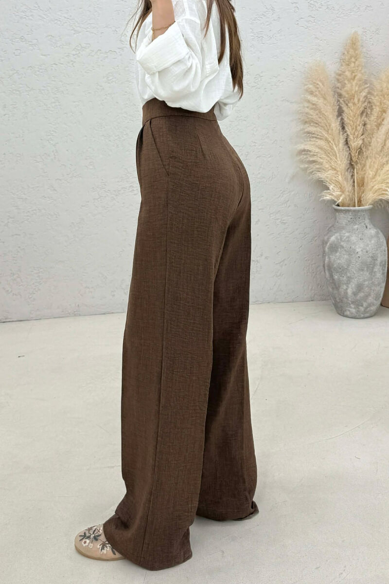 ONE COLOR WIDE LEG WOMAN TROUSERS BROWN/KAFE - 2