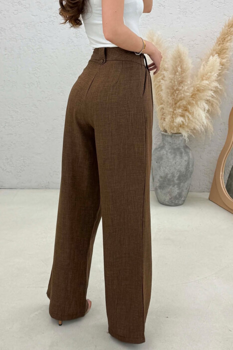 ONE COLOR WIDE LEG WOMAN TROUSERS BROWN/KAFE - 2