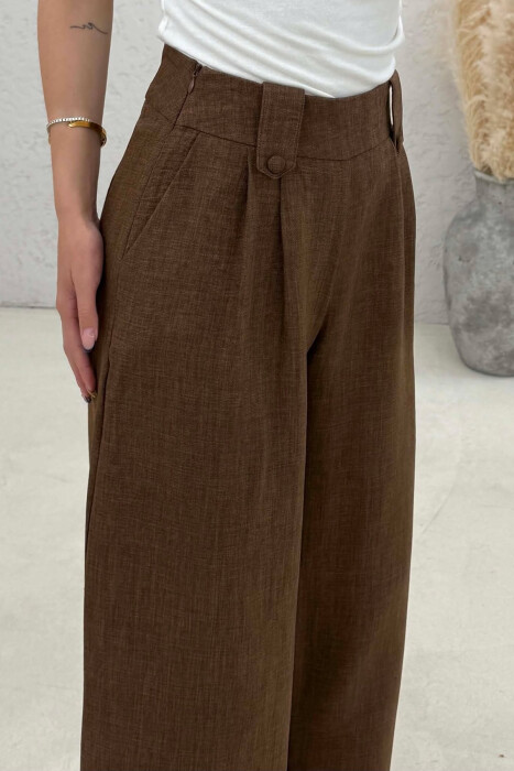 ONE COLOR WIDE LEG WOMAN TROUSERS BROWN/KAFE - 4