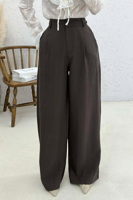 ONE COLOR WIDE LEG WOMAN TROUSERS BROWN/KAFE - 3