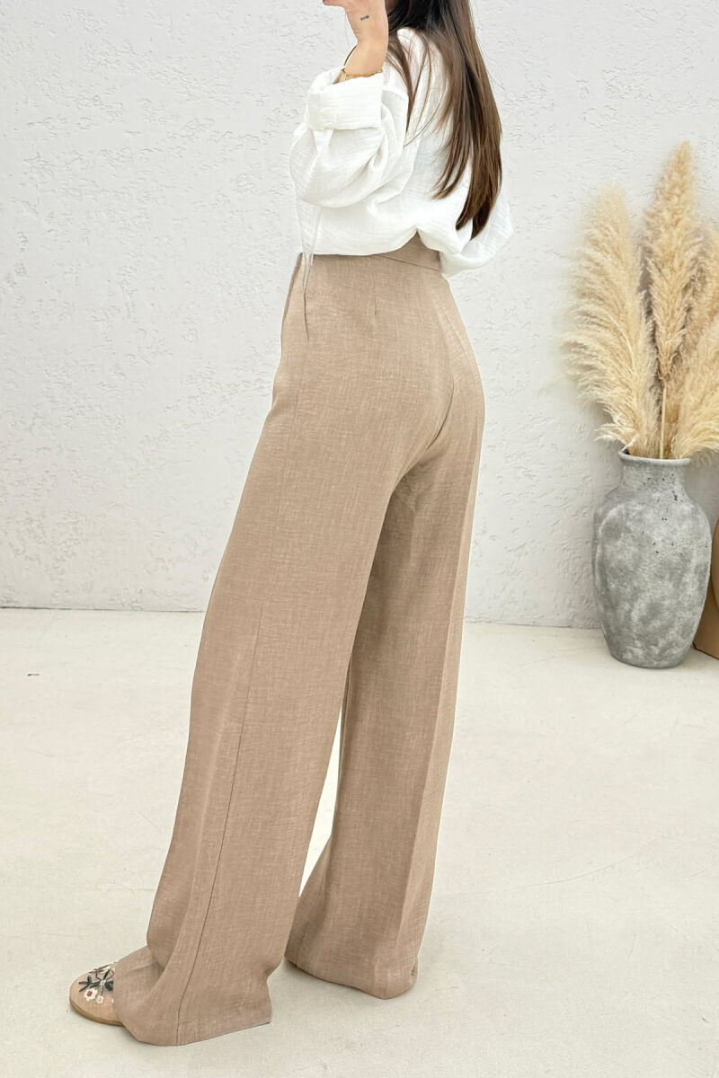 ONE COLOR WIDE LEG WOMAN TROUSERS DARK BEIGE/BEZHE ERRET - 2