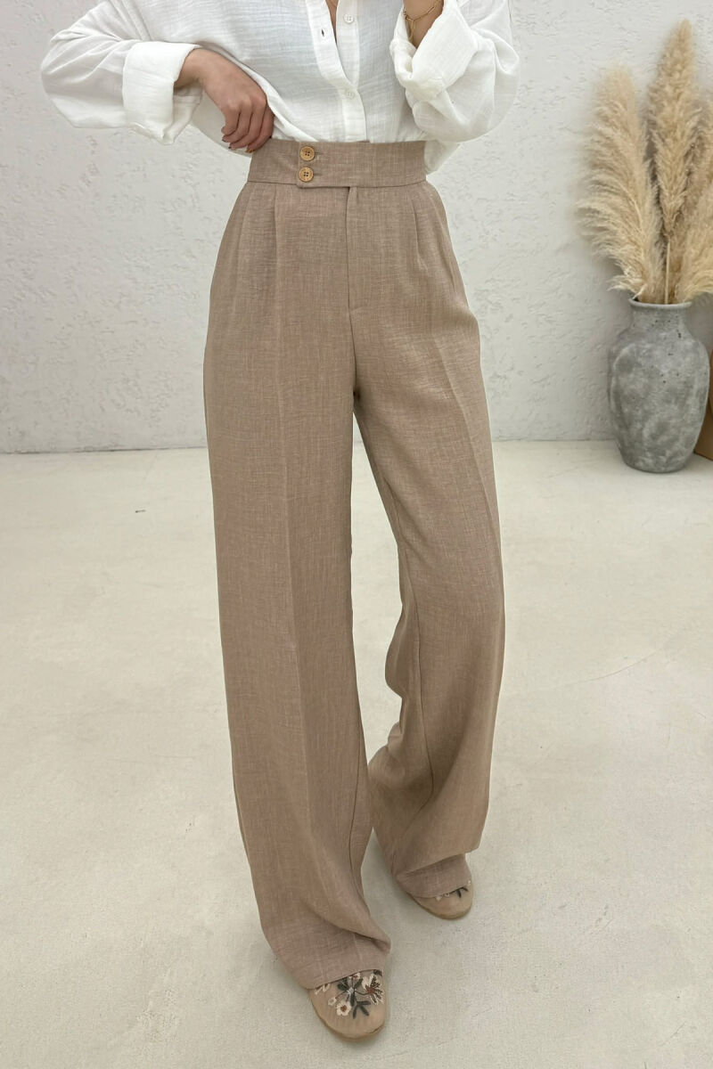 ONE COLOR WIDE LEG WOMAN TROUSERS DARK BEIGE/BEZHE ERRET - 3
