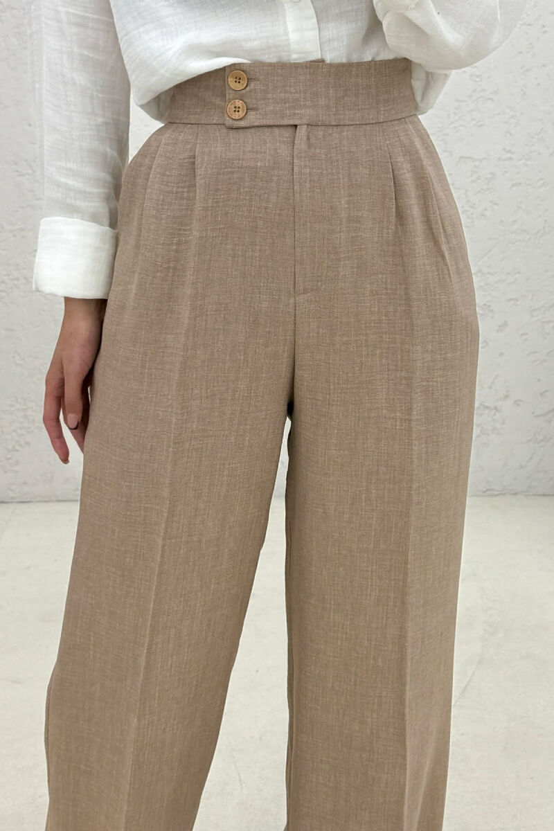 ONE COLOR WIDE LEG WOMAN TROUSERS DARK BEIGE/BEZHE ERRET - 4