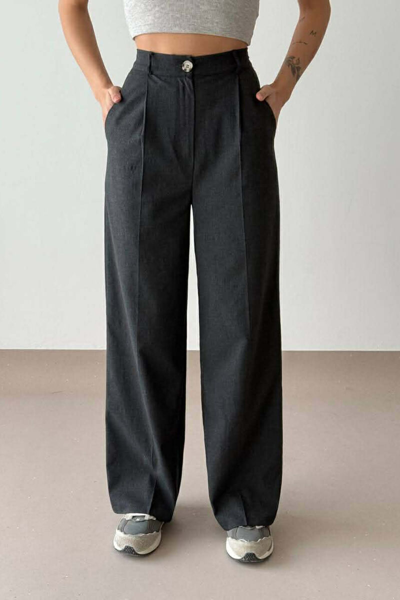 ONE COLOR WIDE LEG WOMAN TROUSERS DARK GREY/GEE - 1