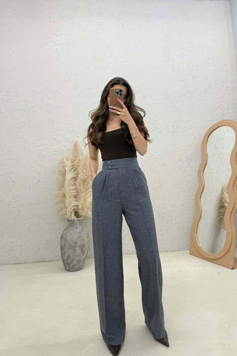 ONE COLOR WIDE LEG WOMAN TROUSERS DARK GREY/GEE 