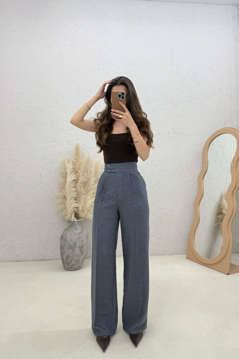 ONE COLOR WIDE LEG WOMAN TROUSERS DARK GREY/GEE - 2
