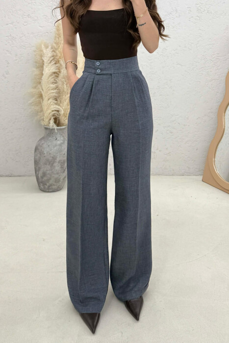 ONE COLOR WIDE LEG WOMAN TROUSERS DARK GREY/GEE - 4