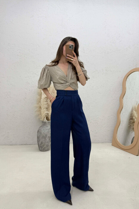 ONE COLOR WIDE LEG WOMAN TROUSERS ELECTRIC BLUE/BLEL - 2