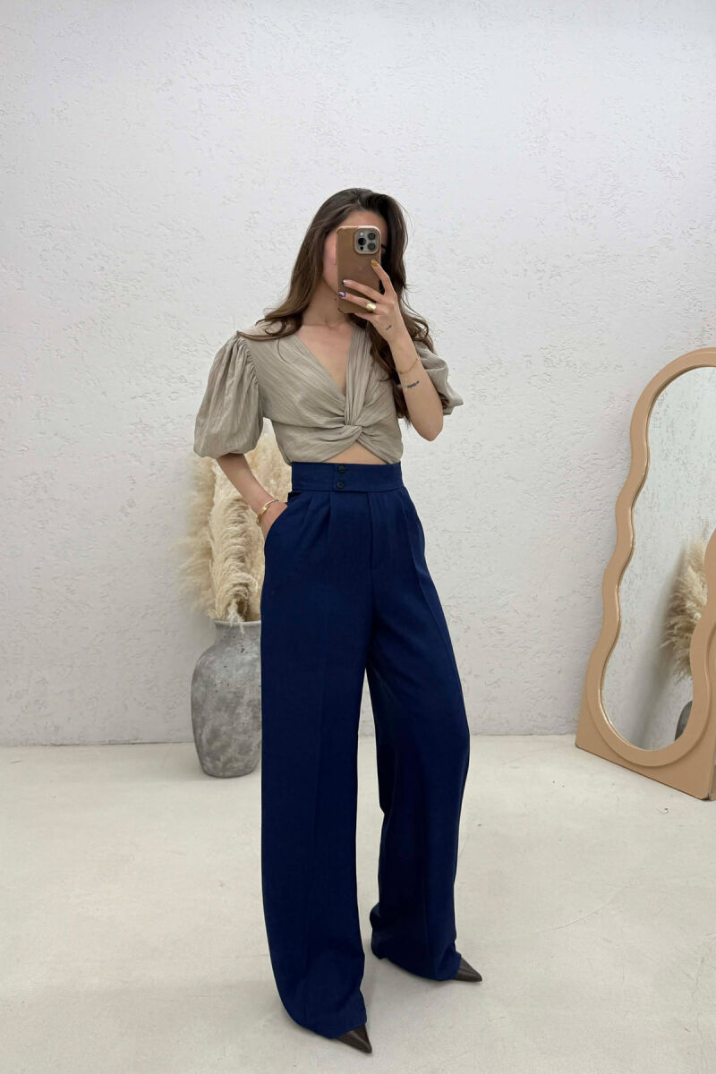 ONE COLOR WIDE LEG WOMAN TROUSERS ELECTRIC BLUE/BLEL - 2