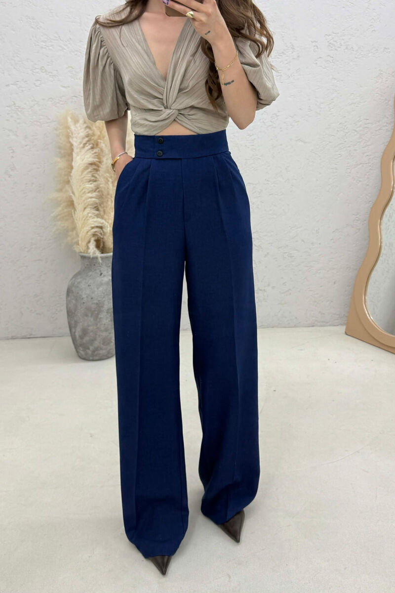 ONE COLOR WIDE LEG WOMAN TROUSERS ELECTRIC BLUE/BLEL - 3