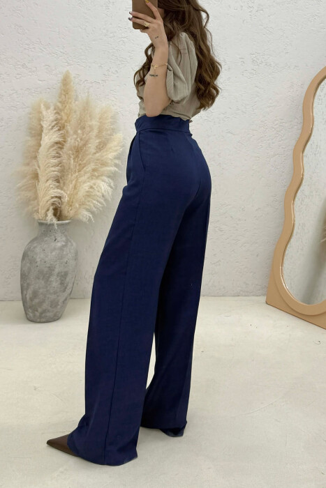 ONE COLOR WIDE LEG WOMAN TROUSERS ELECTRIC BLUE/BLEL - 4