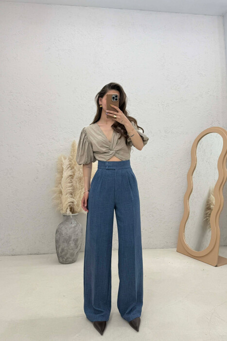 ONE COLOR WIDE LEG WOMAN TROUSERS GREY/GRI - 2