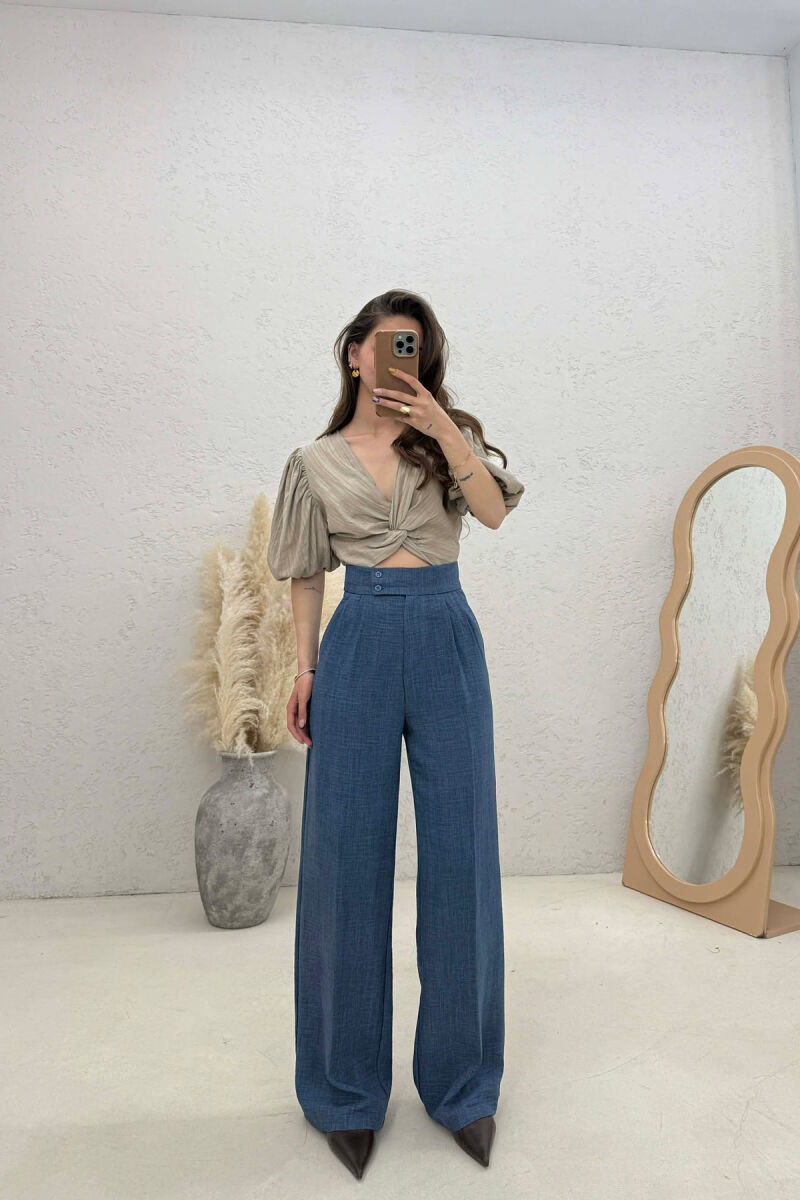 ONE COLOR WIDE LEG WOMAN TROUSERS GREY/GRI - 2