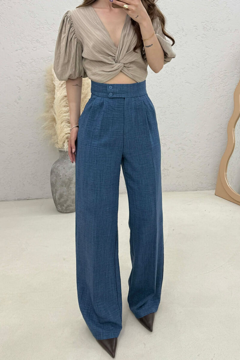 ONE COLOR WIDE LEG WOMAN TROUSERS GREY/GRI - 4