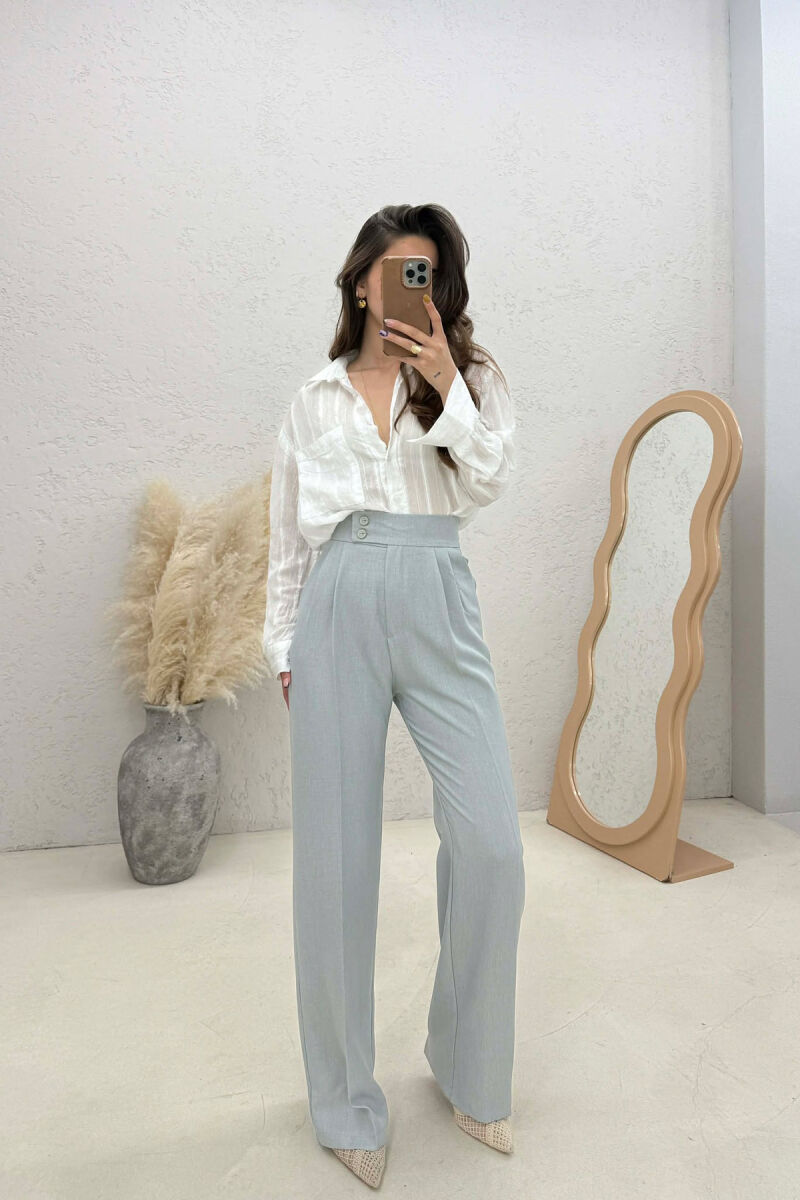 ONE COLOR WIDE LEG WOMAN TROUSERS LIGHT GREY/GZ - 1