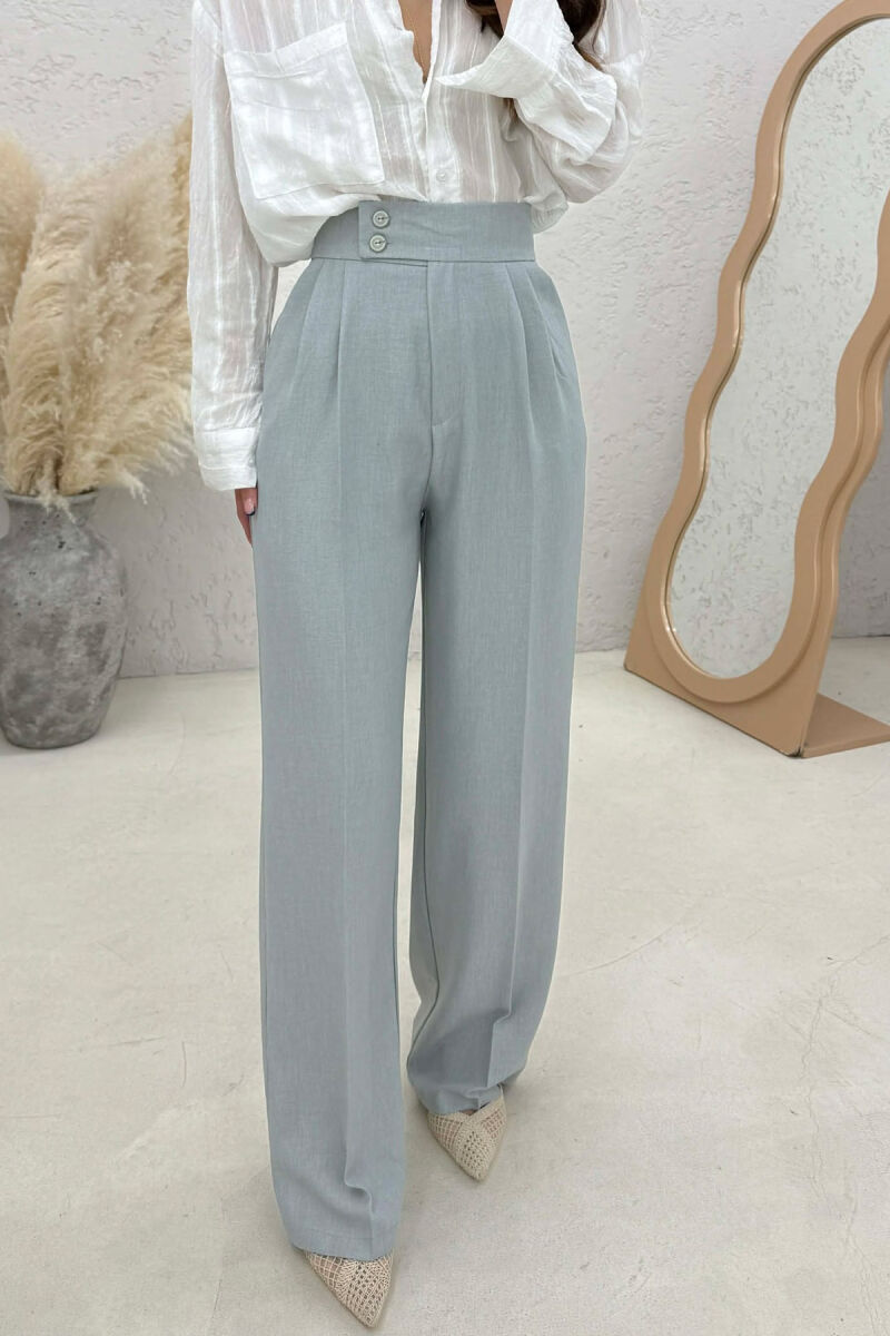 ONE COLOR WIDE LEG WOMAN TROUSERS LIGHT GREY/GZ - 3