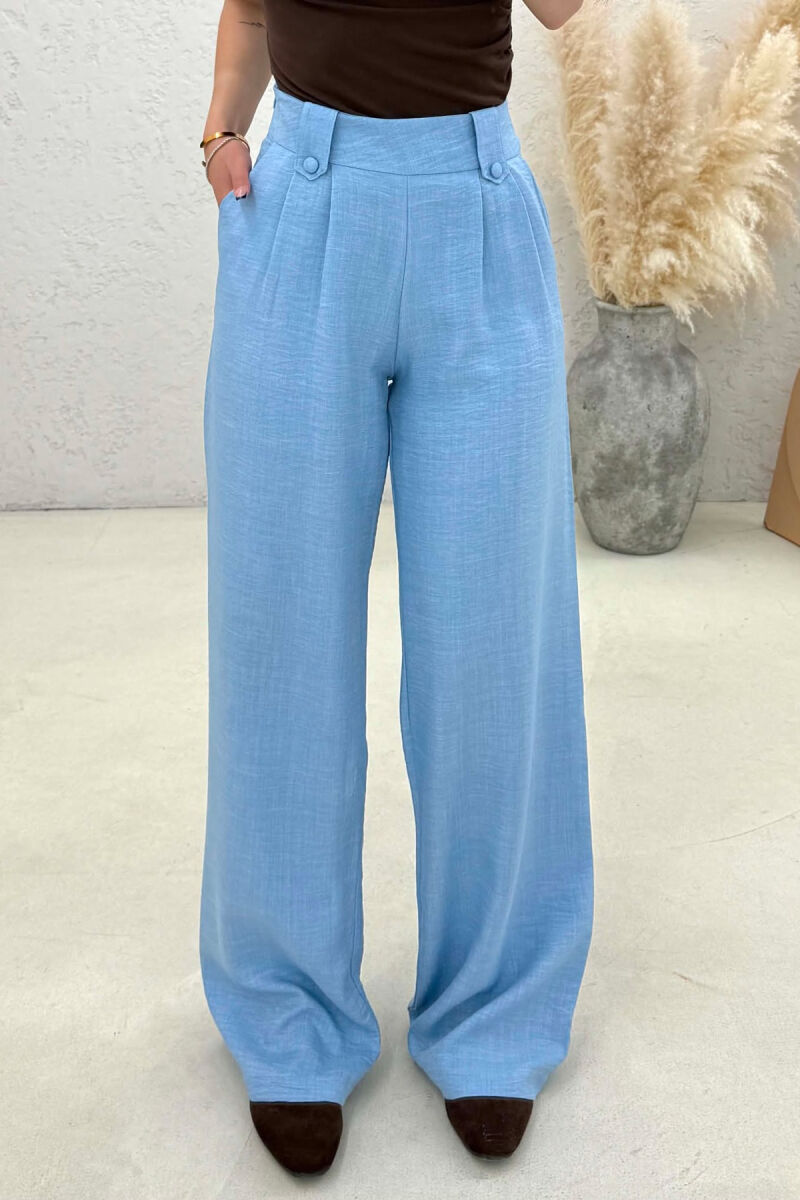 ONE COLOR WIDE LEG WOMAN TROUSERS LIGHTBLUE/BZ - 2