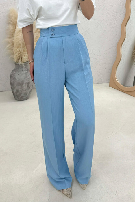 ONE COLOR WIDE LEG WOMAN TROUSERS LIGHTBLUE/BZ - 2