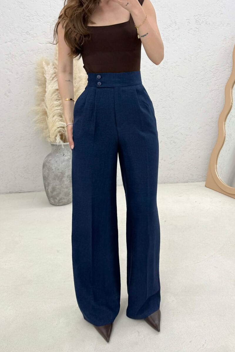 ONE COLOR WIDE LEG WOMAN TROUSERS MIDNIGHT BLUE/BLU MESNATE - 3