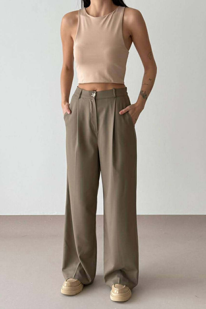 ONE COLOR WIDE LEG WOMAN TROUSERS MINT/MENTE - 1