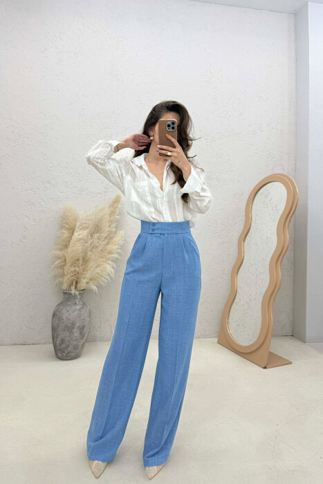 ONE COLOR WIDE LEG WOMAN TROUSERS NAVY BLUE/BLU MARINE - 2