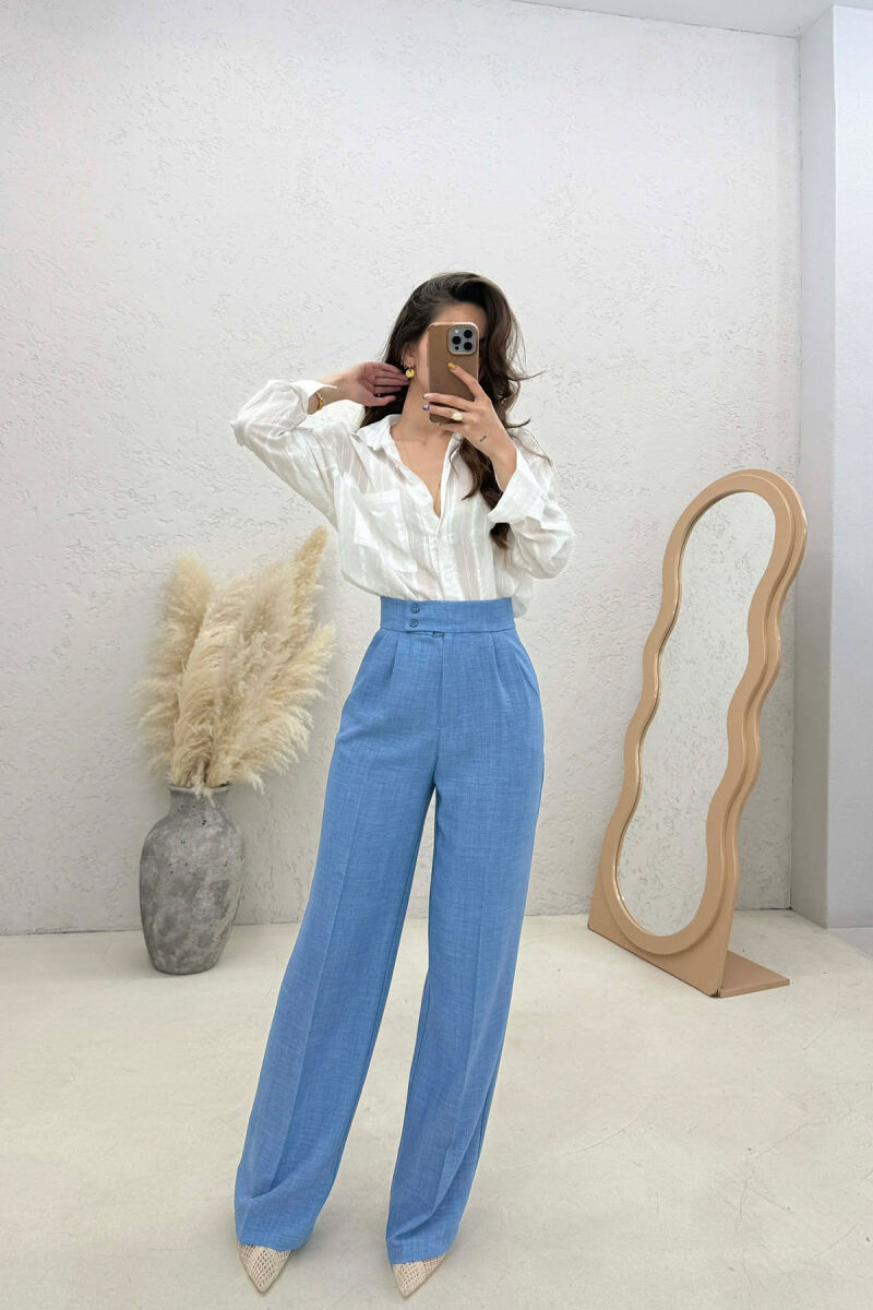 ONE COLOR WIDE LEG WOMAN TROUSERS NAVY BLUE/BLU MARINE - 2