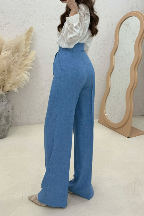 ONE COLOR WIDE LEG WOMAN TROUSERS NAVY BLUE/BLU MARINE - 3