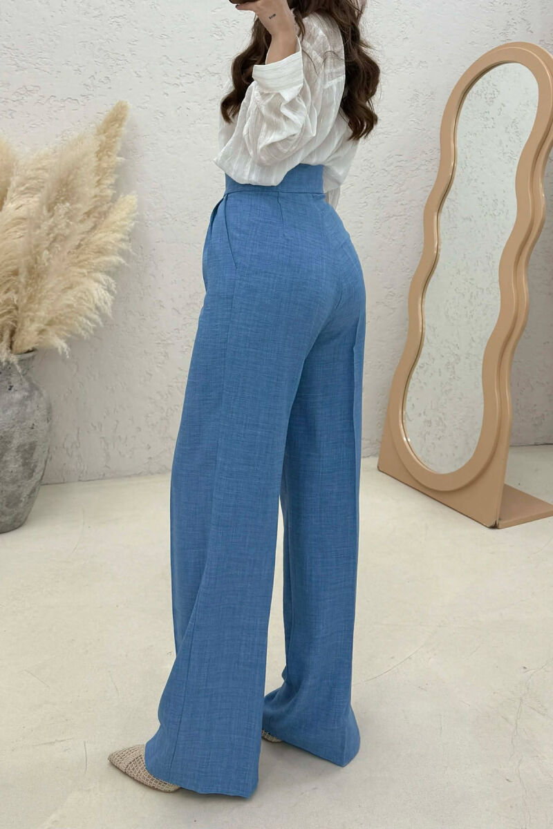 ONE COLOR WIDE LEG WOMAN TROUSERS NAVY BLUE/BLU MARINE - 3
