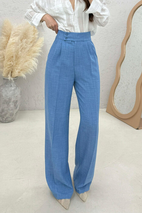 ONE COLOR WIDE LEG WOMAN TROUSERS NAVY BLUE/BLU MARINE - 4