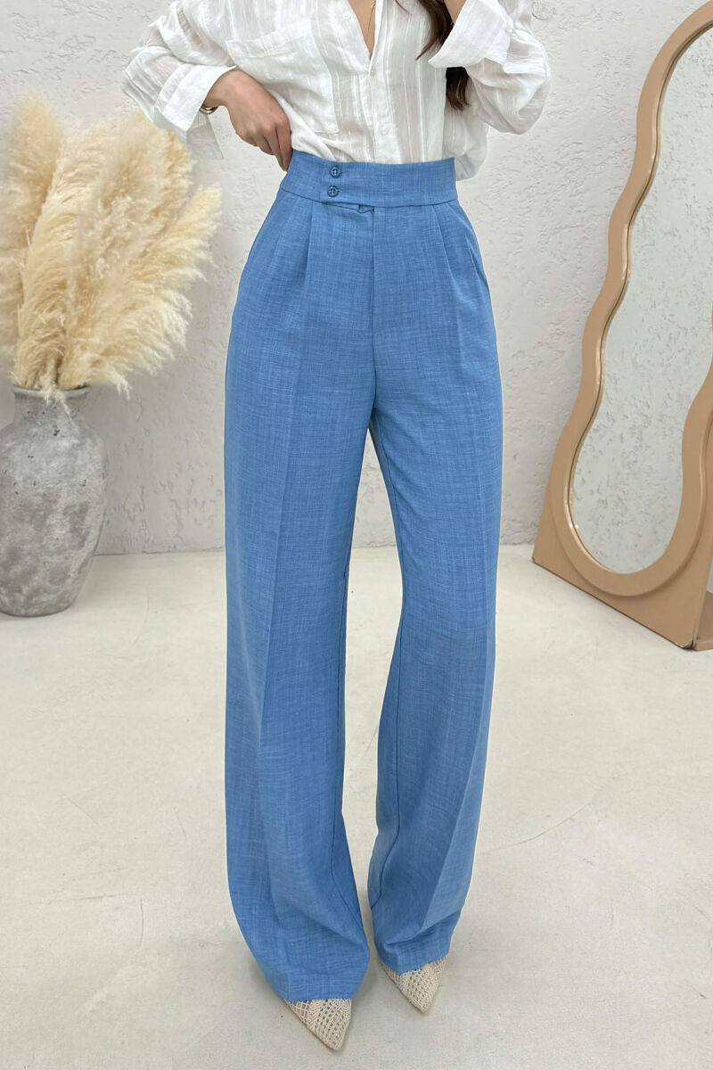 ONE COLOR WIDE LEG WOMAN TROUSERS NAVY BLUE/BLU MARINE - 4