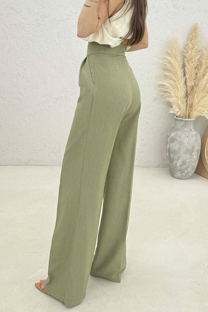 ONE COLOR WIDE LEG WOMAN TROUSERS OLIVE/ULLI - 2