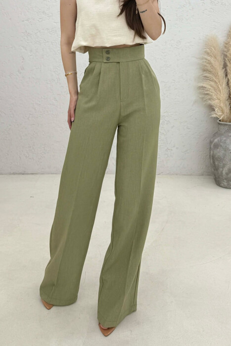 ONE COLOR WIDE LEG WOMAN TROUSERS OLIVE/ULLI - 3