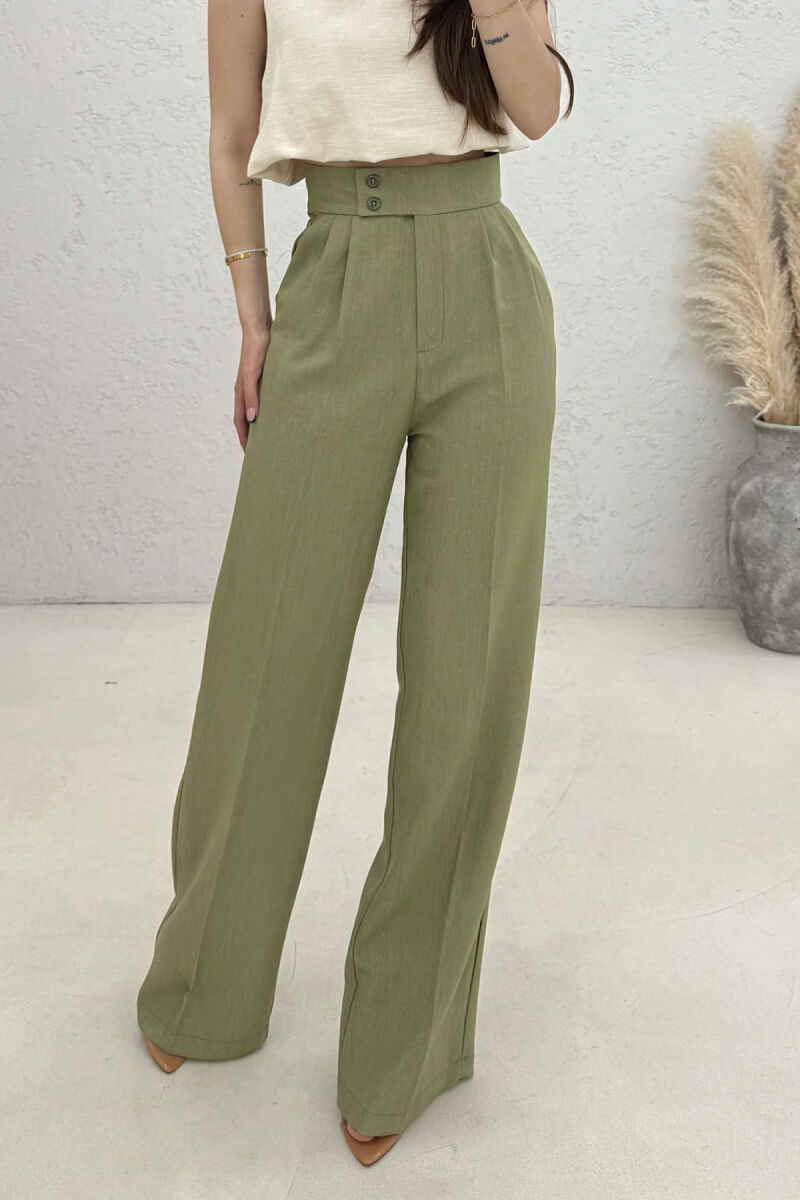 ONE COLOR WIDE LEG WOMAN TROUSERS OLIVE/ULLI - 3