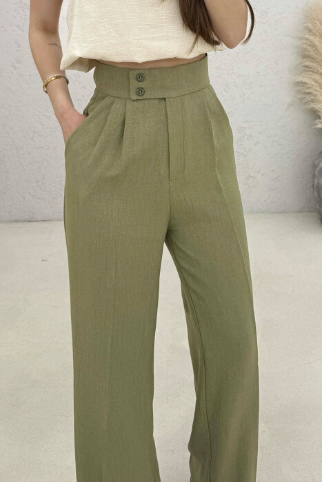 ONE COLOR WIDE LEG WOMAN TROUSERS OLIVE/ULLI - 4