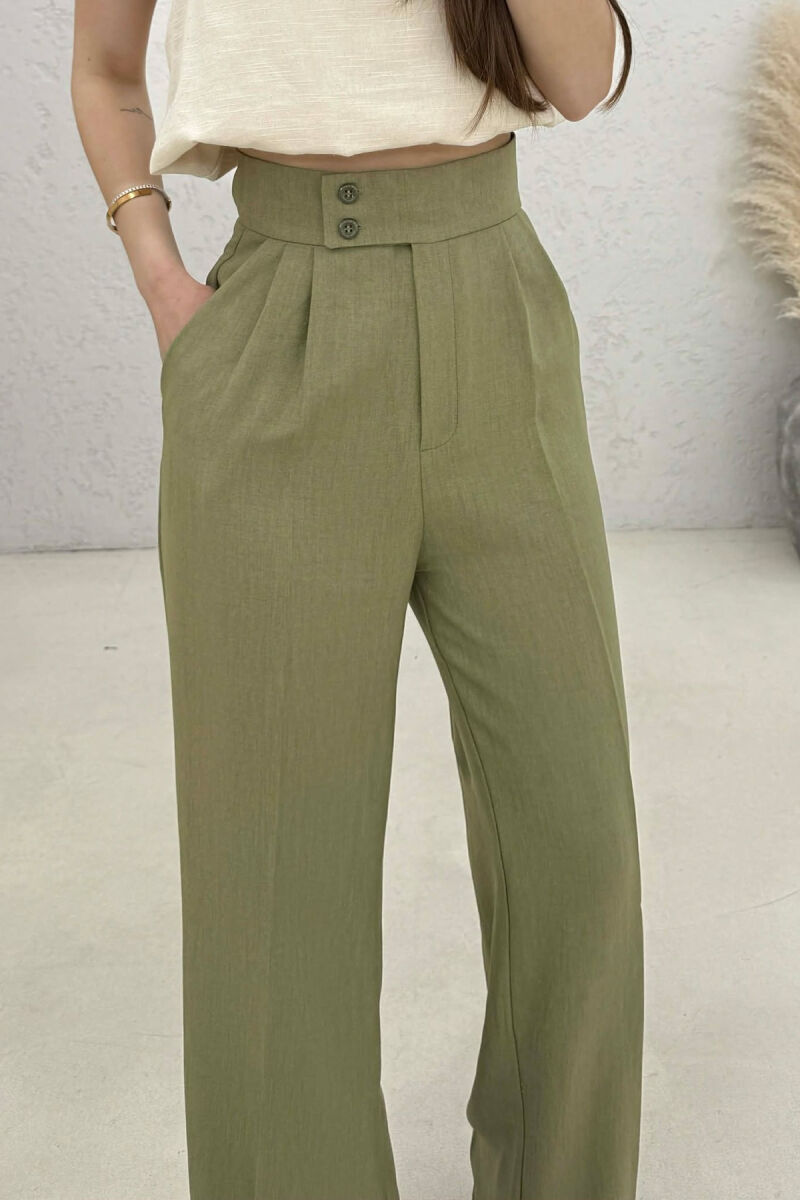 ONE COLOR WIDE LEG WOMAN TROUSERS OLIVE/ULLI - 4