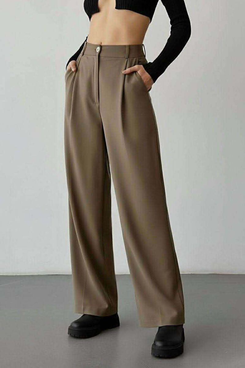 ONE COLOR WIDE LEG WOMAN TROUSERS OLIVE/ULLI - 2