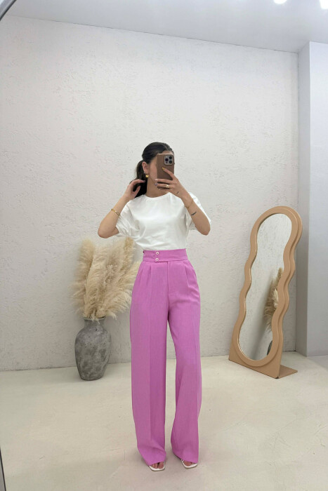 ONE COLOR WIDE LEG WOMAN TROUSERS PINK/ROZE - 1