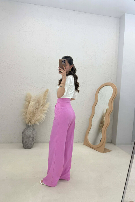 ONE COLOR WIDE LEG WOMAN TROUSERS PINK/ROZE - 2