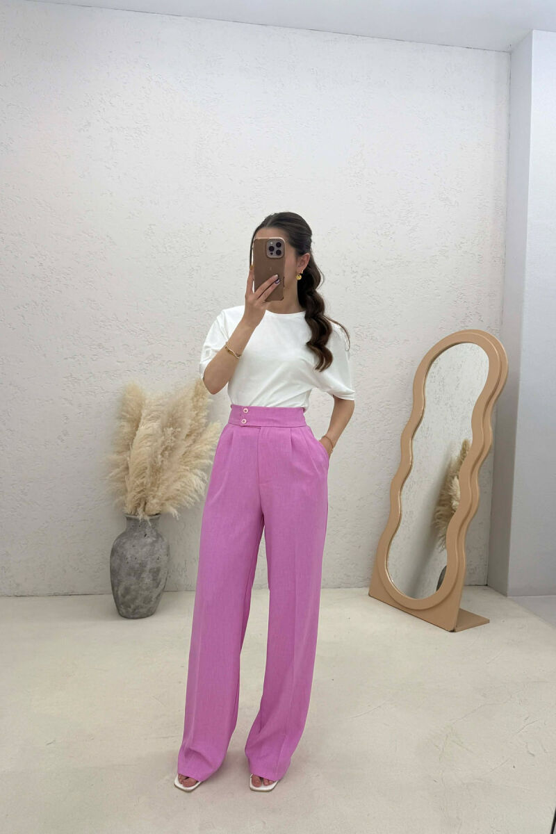 ONE COLOR WIDE LEG WOMAN TROUSERS PINK/ROZE - 4